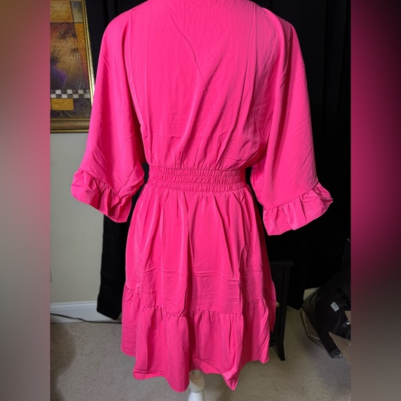 Women  V Neck Dress Causal Short Sleeve Elegant Ruffle Flowy Mini Dress small - Picture 12 of 14